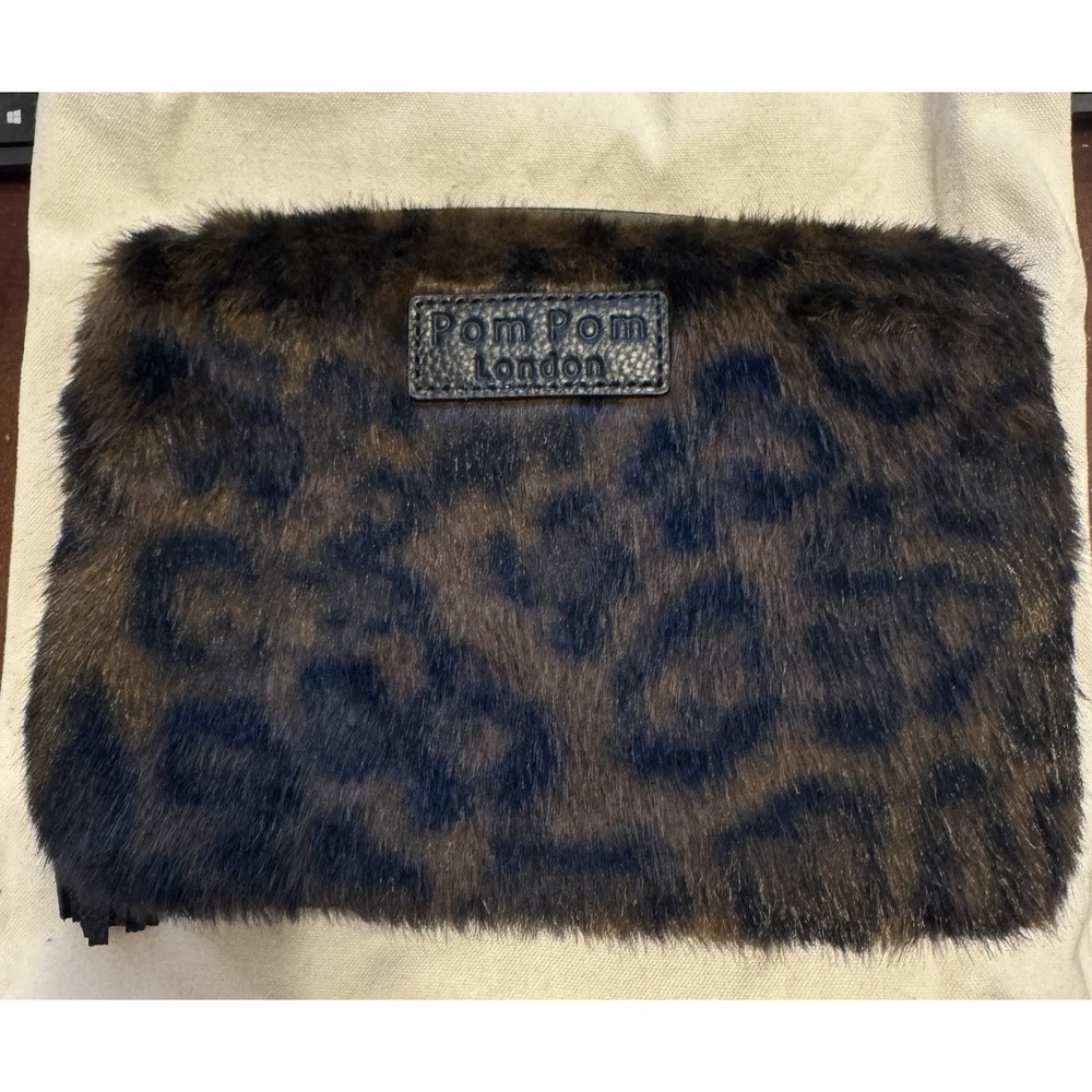 Pom Pom London City Bag Leopard Print Faux Fur‎ Black Crossbody Limited Edition